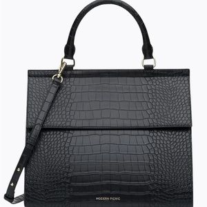 Modern Picnic Large Luncher in Black Croc